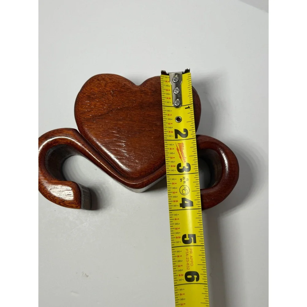 Handcrafted Heart Wooden Secret Puzzle Box Decorative Jewelry Trinket Case Brown